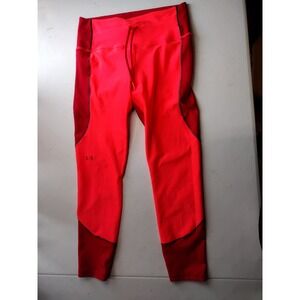 Under Armour Heatgear Red Compression Leggings Cropped Athletic Workout Womens M